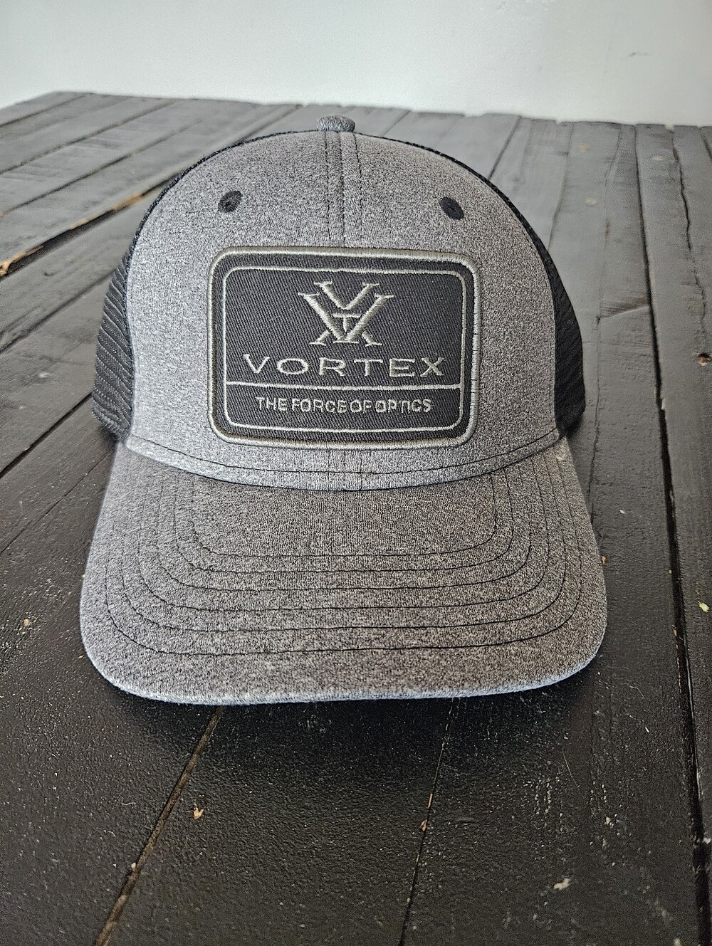 Vortex Grey Trucker Hat Men's NWOT One Size Mesh Snapback Outdoor Hunting Cap